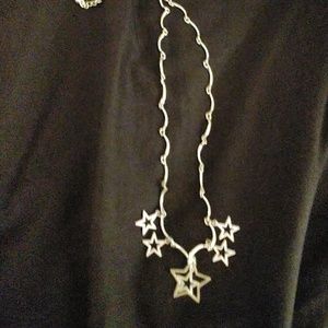 Woman's silver pink star necklace